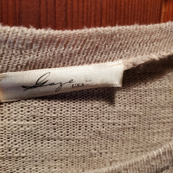 Gaze USA light knit beige multicolour floral crew neck long sleeve sweater - Picture 4 of 6